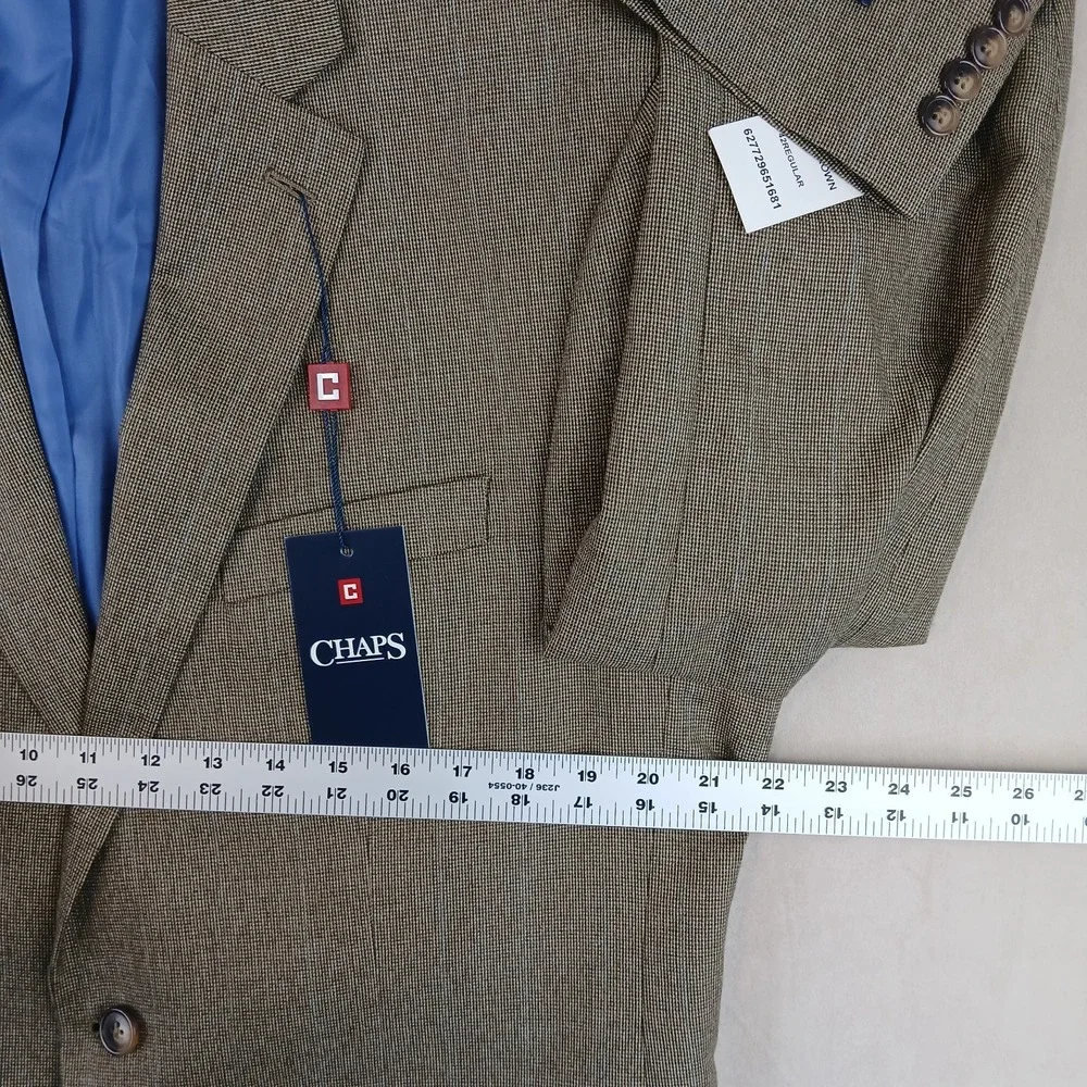 Chaps 42R‎ Mens Blazer Sport Coat Jacket NWT Brown 21x30 FLAW
